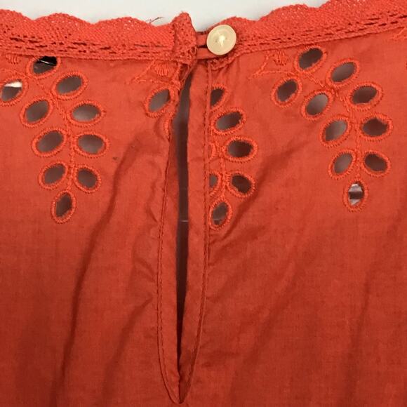 Madewell Eyelet Wildfield Rusted Red Coral Cinnamon Orange Shift Dress sz 12 - Picture 11 of 14